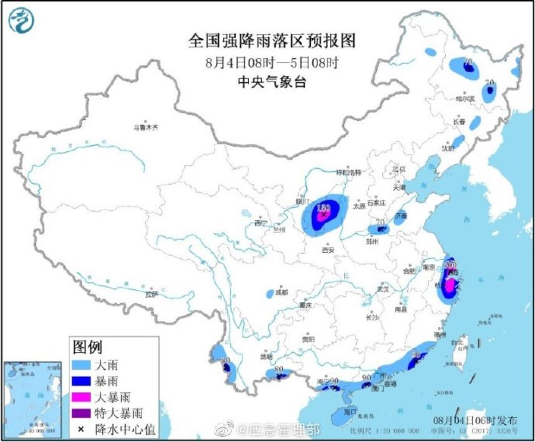 中央气象台7月25日06时继续发布强对流天气黄色预警