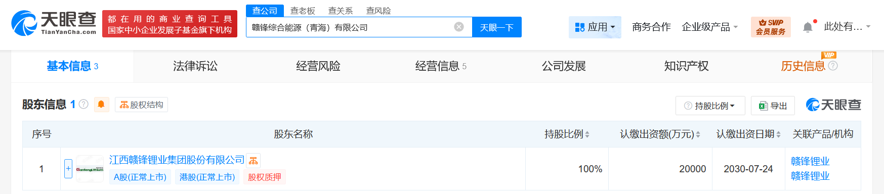 赣锋锂业等在山东成立新公司，含海上风力发电相关业务