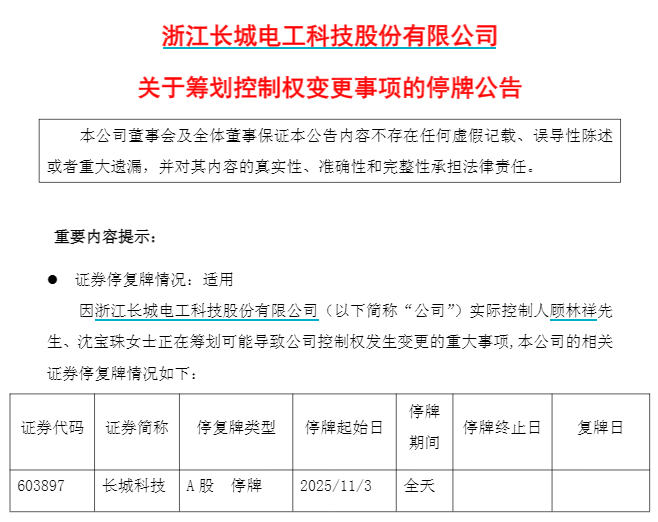 安妮股份:筹划控制权变更事项 股票停牌