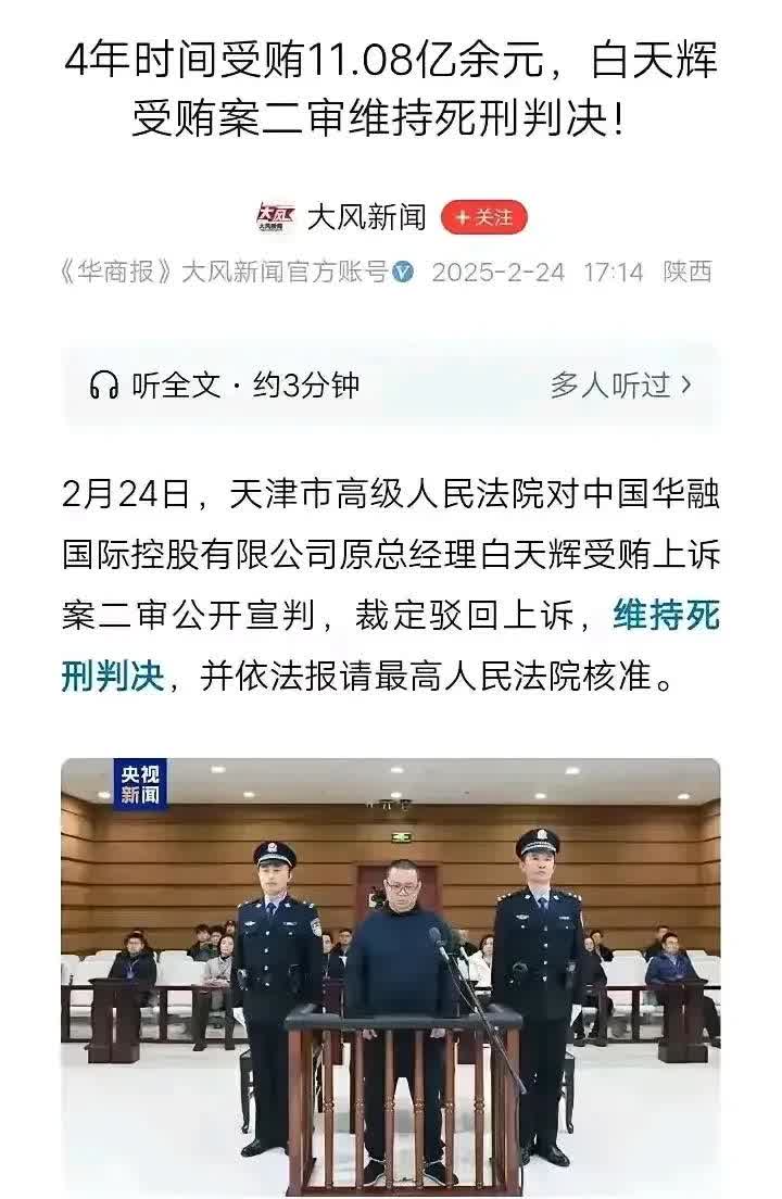 涉案11.08亿余元 白天辉被执行死刑