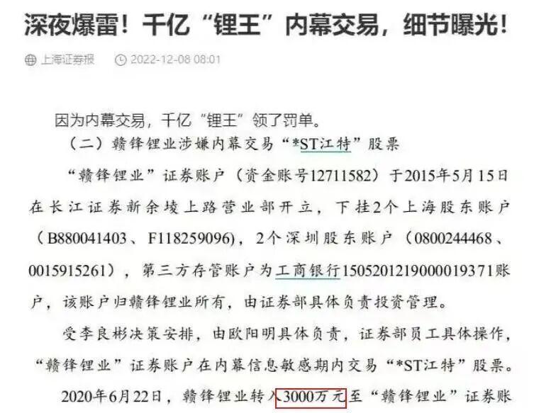 赣锋锂业：股东李良彬解除质押股份2000万股